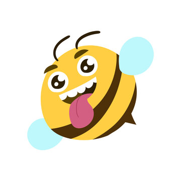 Cute Cartoon Bees On White Background vector illustration