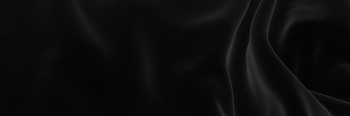 Fototapeta na wymiar Abstract black wave background. Dark rippled cloth.