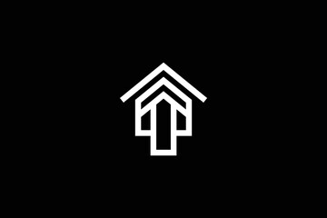 Minimal Awesome Trendy Professional Up Home Logo Design Template On Black Background