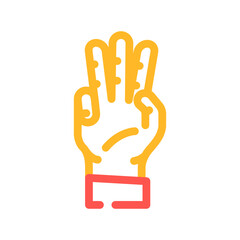 three number hand gesture color icon vector. three number hand gesture sign. isolated symbol illustration