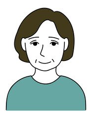 笑顔の中年女性の上半身のイラスト