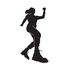 Fototapeta na wymiar Silhouette of a woman performing modern dance. Illustration of a female dancer action pose.