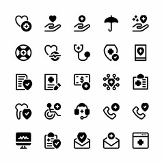 Health insurance icon set with mixed style