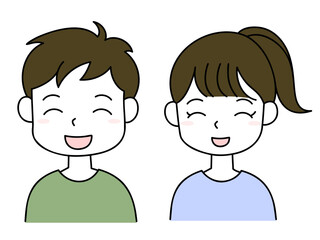 可愛い男の子と女の子の上半身のイラスト