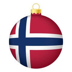 Christmas tree ball with Norway flag. Icon for Christmas holiday