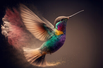 Digital creativity concept with  humming bird flying, Generative AI  illustration
