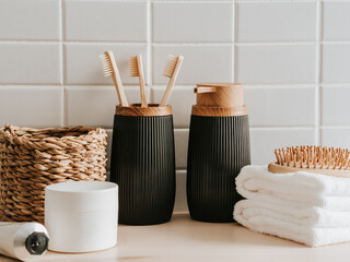 Bath background front view with various items