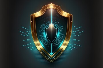 Cyber security technology concept , Shield With Keyhole icon , personal data. Generative AI