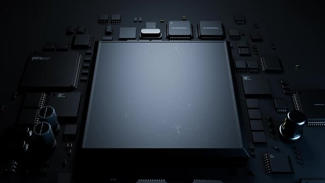CPU close-up. microelectronics technology concept