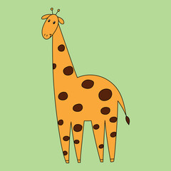 Cute giraffe. Hand drawn flat vector doodle.