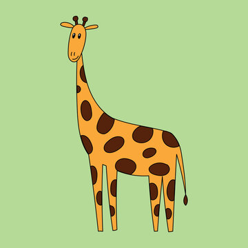 Cute giraffe. Hand drawn flat vector doodle.