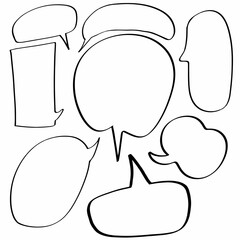 set hand drawn doodle of blank speech bubbles. vector design illustration