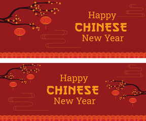 Naklejka premium chinese new year horizontal banner illustration design set