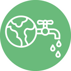 Earth with Faucet Vector Icon
