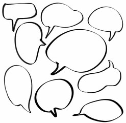 set speech bubbles. chat, speak, cartoon, icon, communication, message, illustration, sign, dialog, comic, design, balloon, symbol, think, text, thought, 
