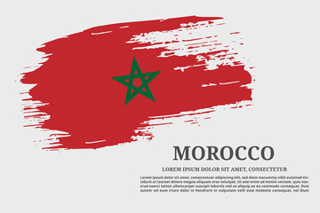 Morocco flag grunge brush and poster, vector - obrazy, fototapety, plakaty