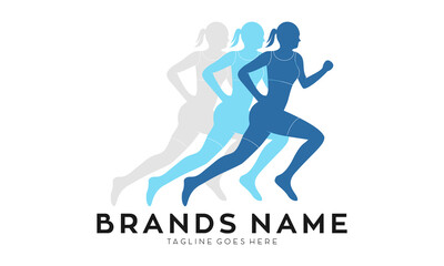 Fototapeta na wymiar Women running illustration vector logo