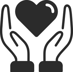 Empathy and compassion icon, affection icon black vector