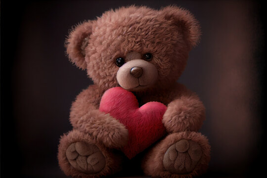 valentines, cute teddy bear, love hearts, romantic, February 14th,  unique digital, 3d, 