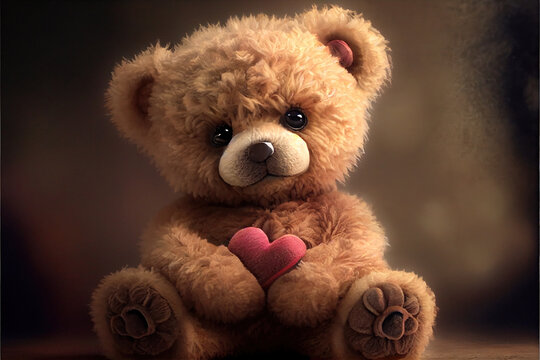 valentines, cute teddy bear, love hearts, romantic, February 14th, unique  digital, 3d, Stock-Illustration | Adobe Stock