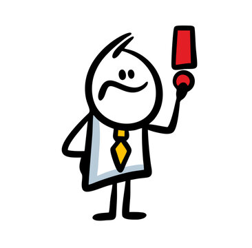recommend clip art: Stickman in a business suit holding an exclamation mark in his hand draws attention to important information.
