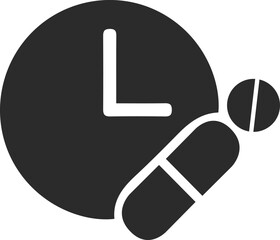 Time taking dose medication icon, pharmacist icon black vector