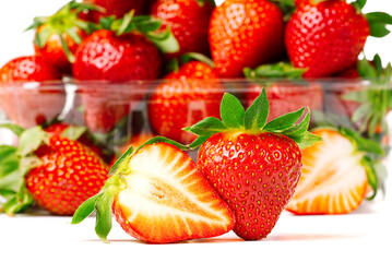 Fresh juicy sweet strawberies isolated on white background