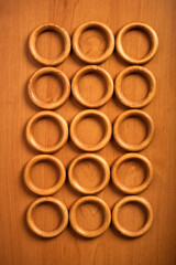 wooden circles on brown background