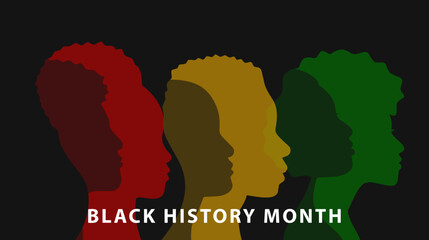 Black history month. African American History. Flat design with silhouettes of African American people on black background. Vector illustration