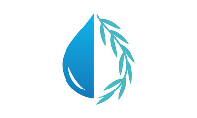 Eco water logo iconic. Branding for bio organic company, water purity, environment, herbal, health, spa, botanical, ecology, etc. Isolated logo vector inspiration. Graphic designs