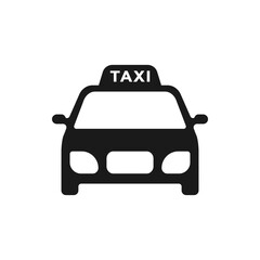 Taxi car flat icon isolated on white background. Vector illustration