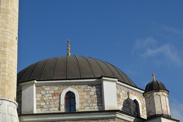 Fototapeta na wymiar Husein Pasha's mosque in Pljevlja on a sunny day