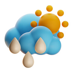 Premium Weather rainy day icon 3d rendering on isolated background