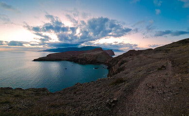 The view on Ponta de São Lourenço, Madeira during the sunset