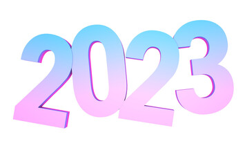 Colorful number 2023 isolated on background. New Year. 3D render	