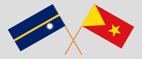 Crossed flags of Nauru and Tigray. Official colors. Correct proportion