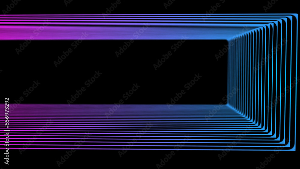 Poster galactic portal with linear connections. optical illusion of a laser tunnel. technological connectio