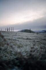Keltisches H&uuml;gelgrab am Glauberg in der N&auml;he von Glauburg, wo der Keltenf&uuml;rst gefunden wurde. Im Winter bei Frost und Minusgraden.