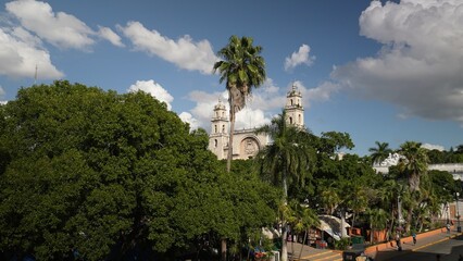 The Cathedral Ildefonso and Plaza Grande with a clear blue sky