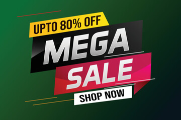 Naklejka premium mega sale word concept vector illustration with lines and 3d style, landing page, template, ui, web, mobile app, poster, banner, flyer, background, gift card, coupon, label, wallpaper 