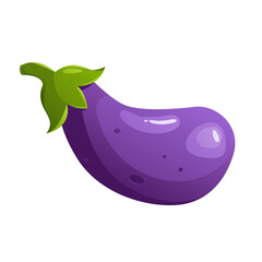 Eggplant. Vector illustration  in cartoon style. Isolated on a white background. Organic fresh healthy food. Farm vegetables. 