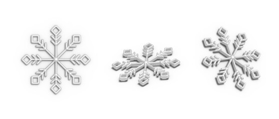3d crystal white winter snowflakes