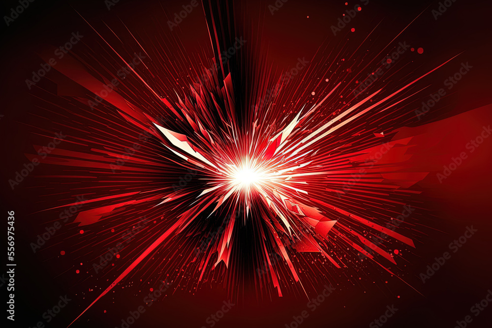 Poster red abstract backdrop digital explosion star. generative ai