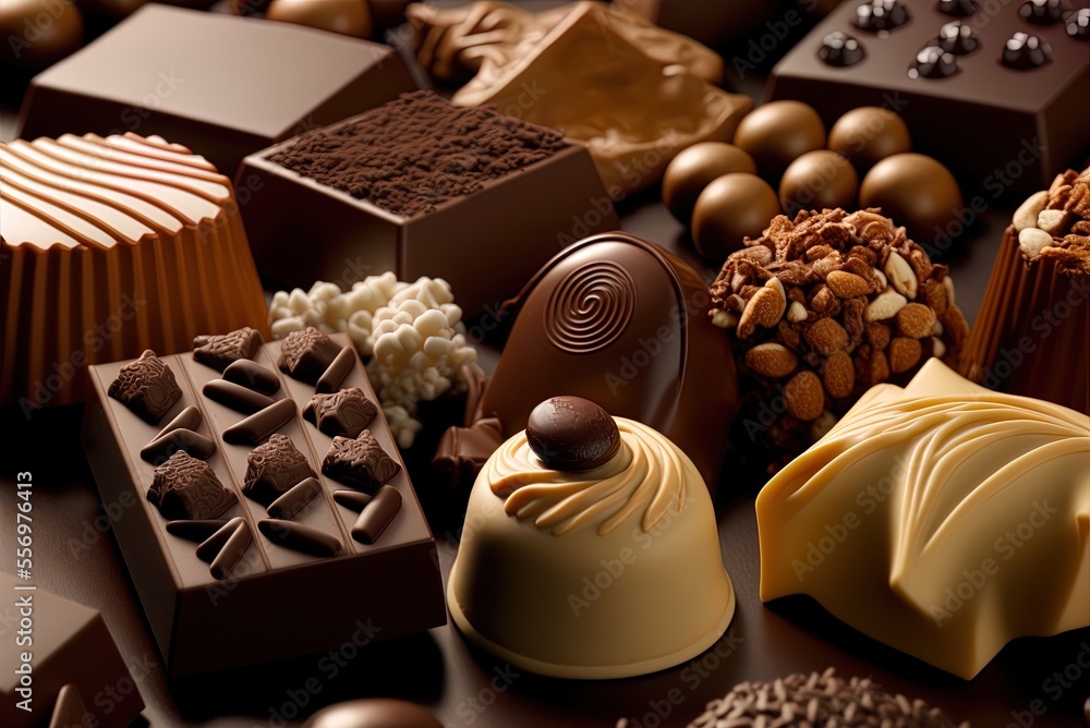 Poster detail of a scrumptious chocolate display generative ai