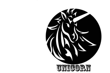 Silhouette of a climbing unicorn with stars. Silhouette of a climbing unicorn with stars. Black silhouette on a 