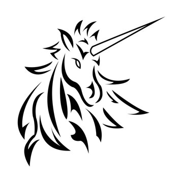 Beautiful logo icon Unicorn Jump,Stylized image of Unicorn logo template,Unicorn head tattoo,Silhouette of Unicorn on white background Vector illustration