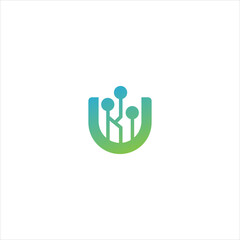 letter U network logo vector