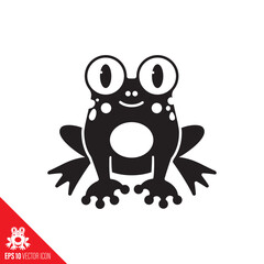 Cute cartoon frog vector icon. Amphibian animal character symbol.