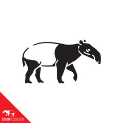 Malayan tapir vector icon. Asian wildlife symbol.
