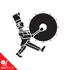 Marching bass drummer vector glyph icon. Music and celebration symbol